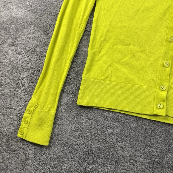 LOFT V-Neck Cardigan Sweater Womens XSP Petite Neon Yellow - Picture 3 of 13